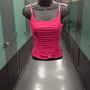 WOMENS PINK STRETCH ADJUSTABLE STRAP CAMISOLE SZ L